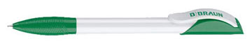 stylo publicitaire design -HATTRIX-BASIC (OPAQUE-BLANC - OPAQUE-VERT-EMERAUDE)