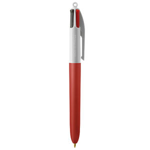 Stylo BIC® publicitaire | 4 couleurs Soft avec tour de cou | KelCom White Red Soft 4