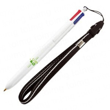 Stylo publicitaire bic 4 couleurs bille avec lanyard - 4 couleurs - stylos economiques