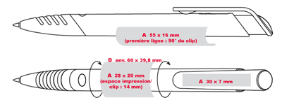 Gabarit d'impression des stylos publicitaires AKZENTO-BASIC - stylo personnaliser