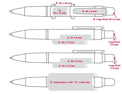 Gabarit d'impression des stylos publicitaires BIG-PEN-FROSTY - stylo personnalisé design