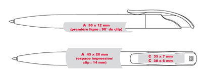 Gabarit d'impression des stylos publicitaires CHALLENGER-ICY - cadeau publicitaire de qualité