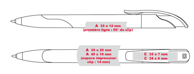 Gabarit d'impression des stylos publicitaires CHALLENGER-SOFT-CLEAR - stylo cadeau pas cher