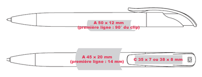 Gabarit d'impression des stylos publicitaires CHALLENGER-XL-CLEAR - stylo publicitaire fabrication de qualite