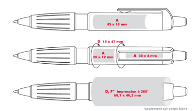 Gabarit d'impression des stylos publicitaires CORPORATE-PEN-BIG-PEN-XL - stylo publicitaire à prix de gros