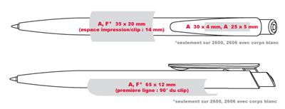 Gabarit d'impression des stylos publicitaires DART-CLEAR - stylo pas cher