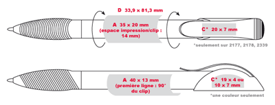 Gabarit d'impression des stylos publicitaires HATTRIX-METAL-CLEAR - stylo clip metal