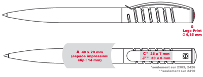 Gabarit d'impression des stylos publicitaires NEW-SPRING-CLEAR-CLIP-METAL - stylo clip métal discount