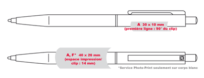 Gabarit d'impression des stylos publicitaires POINT-2 - stylo personnalisé à prix bas