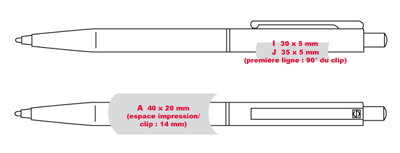 Gabarit d'impression des stylos publicitaires POINT-3 - stylo publicitaire à prix bas