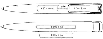 Gabarit d'impression des stylos publicitaires SKEYE XL ALU - stylo personnalisé design Skeye