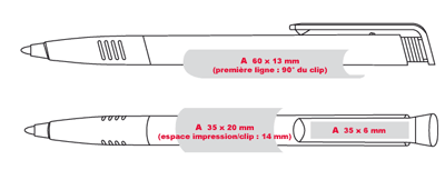 Gabarit d'impression des stylos publicitaires SUPER-SOFT-BASIC - stylo personnalisé express