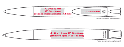 Gabarit d'impression des stylos publicitaires TRACT-METAL - stylo personnalisé en métal design