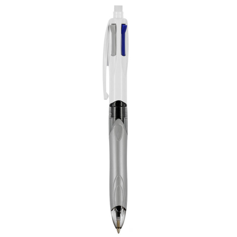 Stylo BIC® 4 Couleurs Publicitaire | 3+1 HB | KelCom Blanc Gris