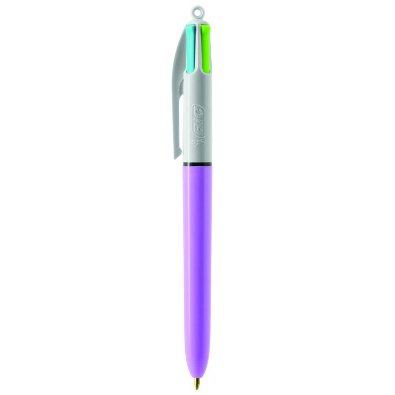 Stylo BIC® 4 Couleurs Publicitaire | Fashion Bille | KelCom Blanc Violet pastel