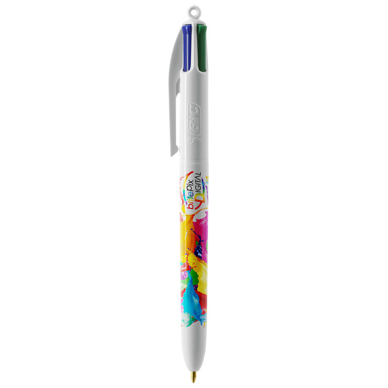 Stylo BIC® publicitaire | 4 couleurs bille avec tour de cou | KelCom Blanc Blanc