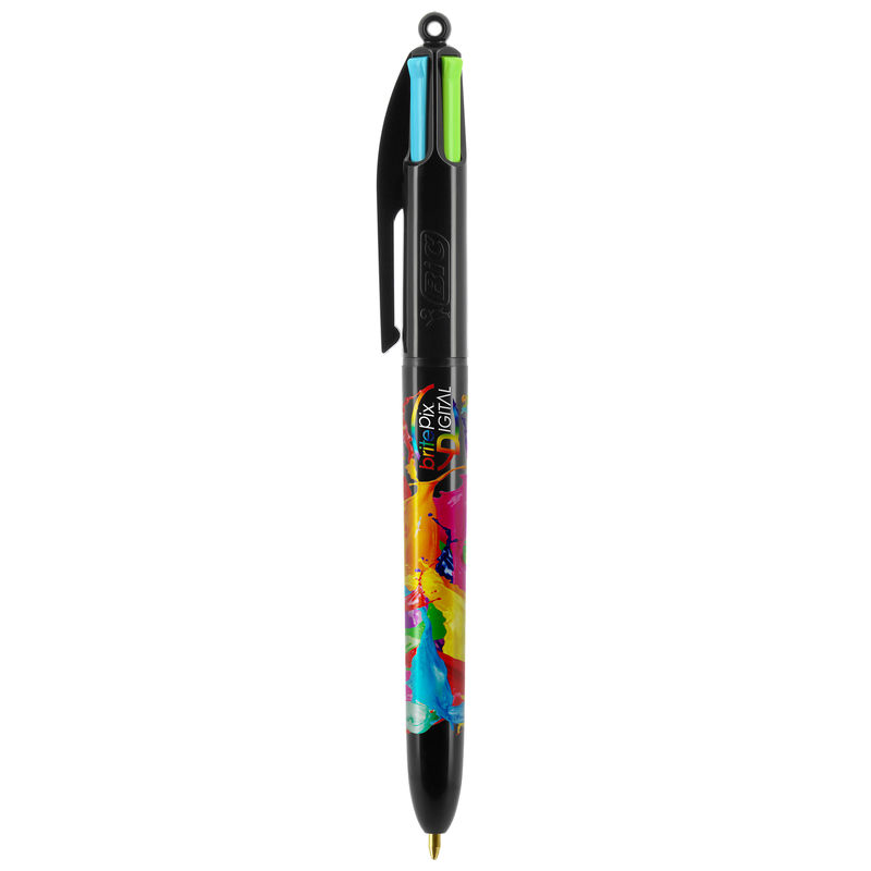 Stylo BIC® publicitaire | 4 couleurs Fashion bille avec tour de cou | KelCom Noir