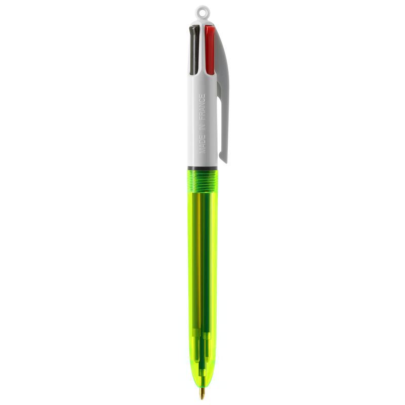 Stylo BIC® publicitaire | 4 couleurs Fluo Bille avec tour de cou | KelCom Jaune clear 8