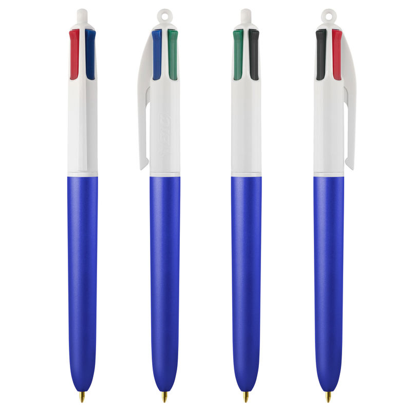 Stylo BIC® publicitaire | 4 couleurs Glacé avec tour de cou | KelCom Blue glacé White