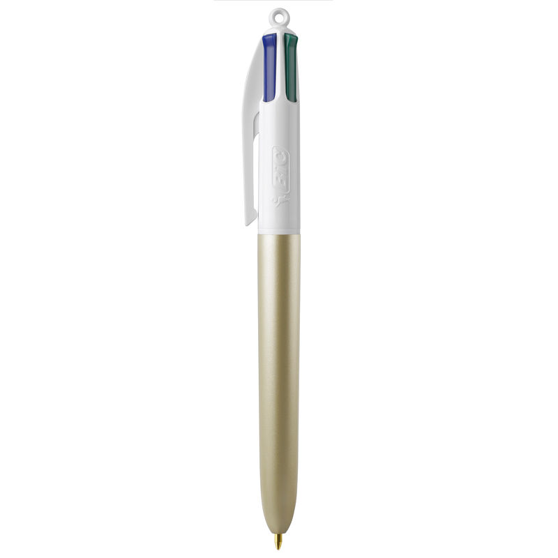 Stylo BIC® publicitaire | 4 couleurs Glacé avec tour de cou | KelCom Gold Glacé White 1