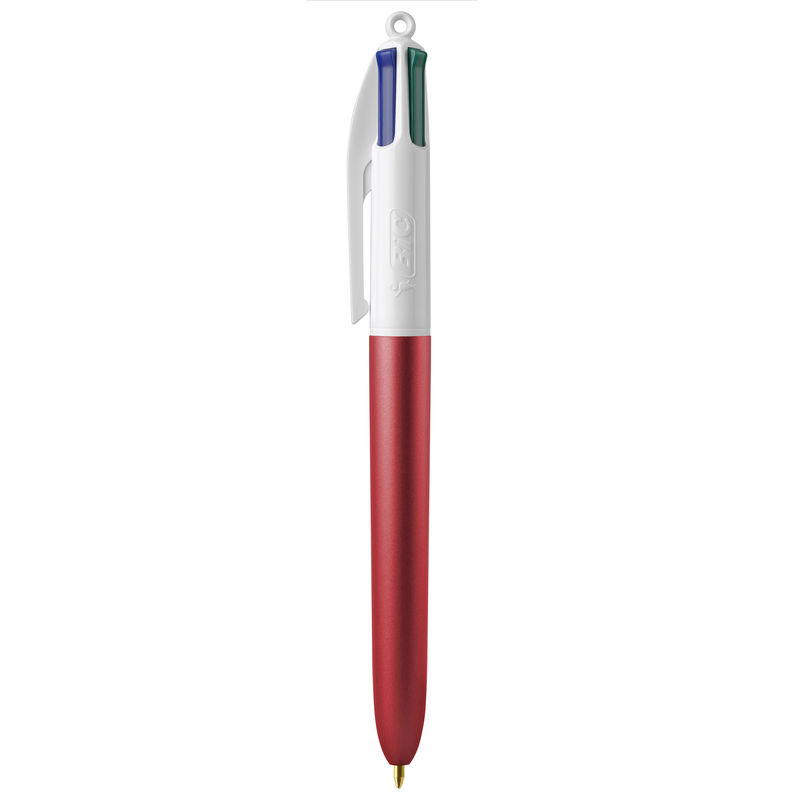 Stylo BIC® publicitaire | 4 couleurs Glacé avec tour de cou | KelCom Red glacé White