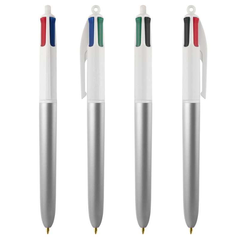 Stylo BIC® publicitaire | 4 couleurs Glacé avec tour de cou | KelCom Silver glacé White