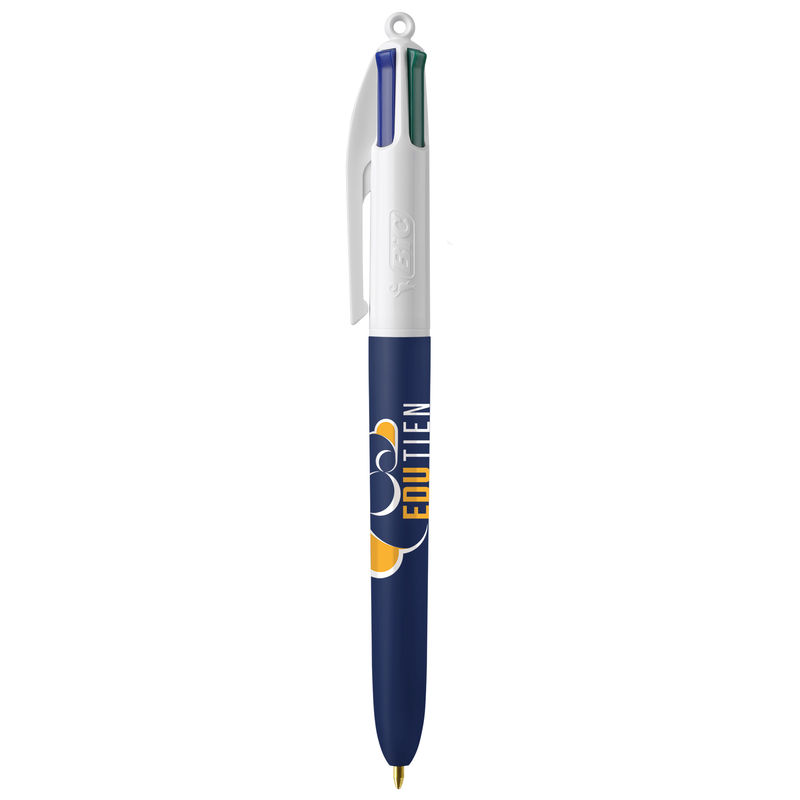 Stylo BIC® publicitaire | 4 couleurs Soft avec tour de cou | KelCom White Navy Blue Soft