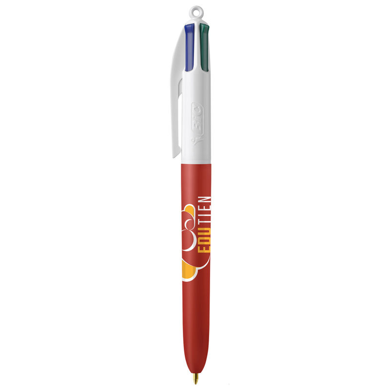 Stylo BIC® publicitaire | 4 couleurs Soft avec tour de cou | KelCom White Red Soft