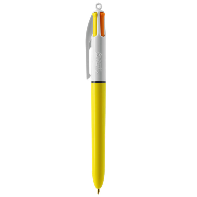 Stylo BIC® publicitaire | 4 couleurs Sun ballpen avec tour de cou | KelCom Blanc Jaune 6