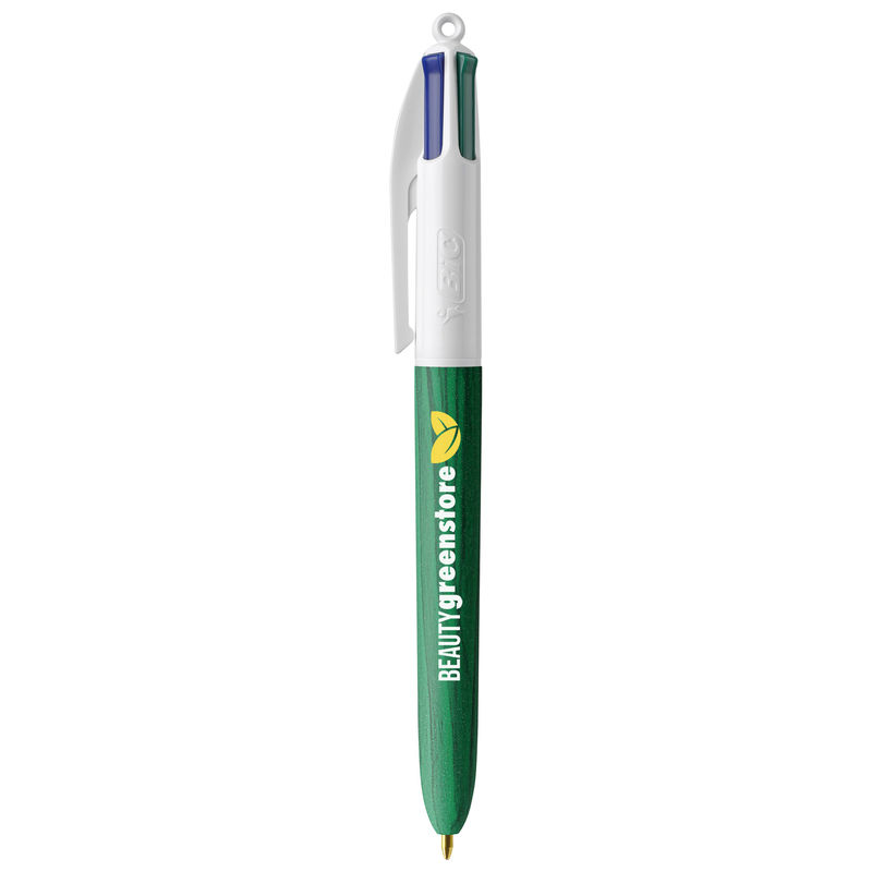 Stylo BIC® publicitaire | 4 couleurs Wood Style avec tour de cou | KelCom White Green Wood