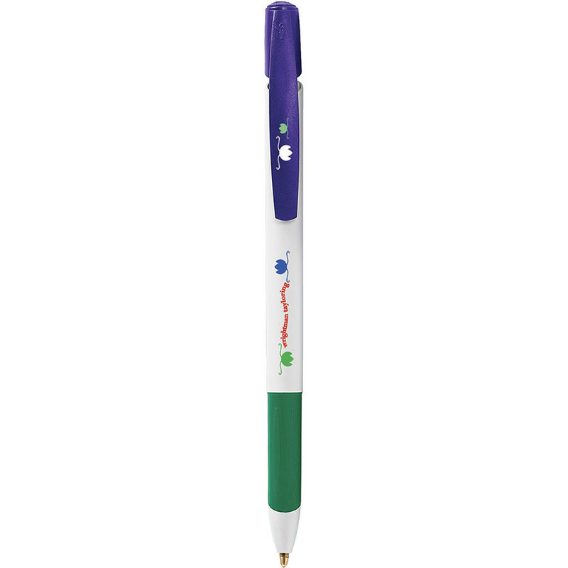 Stylo BIC® publicitaire | Media Clic Grip Ecolutions® bille | KelCom Blanc Bleu marine