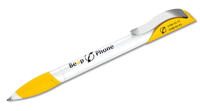 Hattrix Polished Basic SB CM | Stylo bille publicitaire | KelCom Blanc Jaune