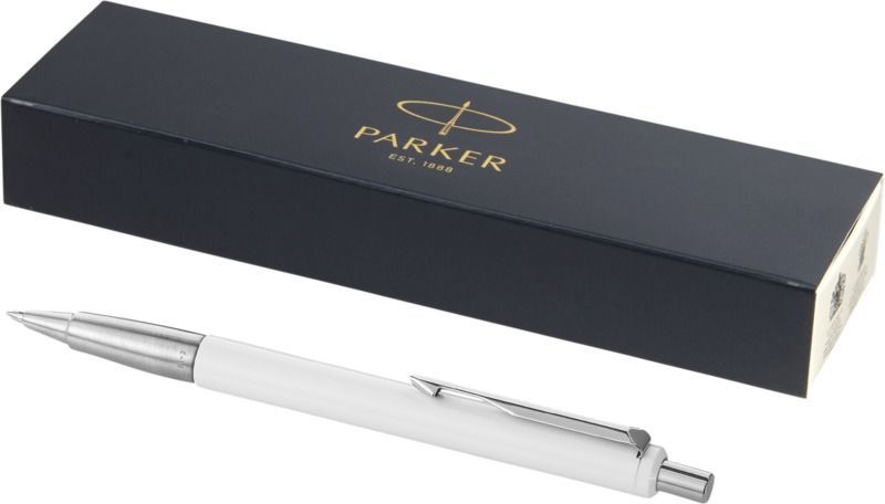 Stylo bille publicitaire | Parker® : Vector Plastique | KelCom Blanc Argent