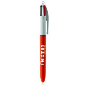 Stylo BIC® 4 Couleurs Publicitaire | Bille Fine | KelCom Blanc Orange 4