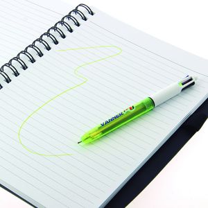 Stylo BIC® 4 Couleurs Publicitaire | Bille Fluo | KelCom Jaune clear