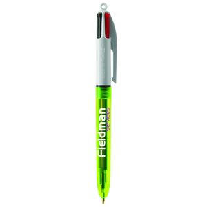 Stylo BIC® 4 Couleurs Publicitaire | Bille Fluo | KelCom Jaune clear 4