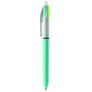 Stylo BIC® 4 Couleurs Publicitaire | Fashion Bille | KelCom Blanc Bleu clair