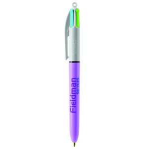 Stylo BIC® 4 Couleurs Publicitaire | Fashion Bille | KelCom Blanc Violet pastel 2