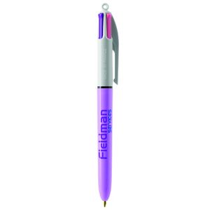 Stylo BIC® 4 Couleurs Publicitaire | Fashion Bille | KelCom Blanc Violet pastel 3