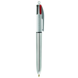 Stylo BIC® 4 Couleurs Publicitaire | Shine Bille | KelCom Blanc Argent métallique 1