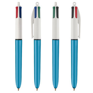 Stylo BIC® 4 Couleurs Publicitaire | Shine Bille | KelCom Blanc Bleu métallique 5