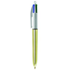 Stylo BIC® 4 Couleurs Publicitaire | Shine Bille | KelCom Blanc Or