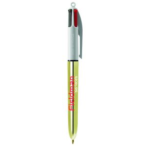 Stylo BIC® 4 Couleurs Publicitaire | Shine Bille | KelCom Blanc Or 2