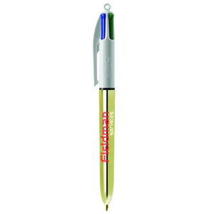 Stylo BIC® 4 Couleurs Publicitaire | Shine Bille | KelCom Blanc Or 3