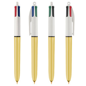 Stylo BIC® 4 Couleurs Publicitaire | Shine Bille | KelCom Blanc Or 4