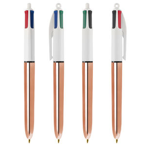 Stylo BIC® 4 Couleurs Publicitaire | Shine Bille | KelCom Blanc Rose gold 1