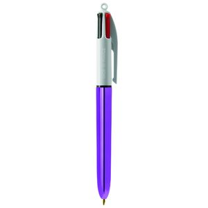 Stylo BIC® 4 Couleurs Publicitaire | Shine Bille | KelCom Blanc Violet métallique 1