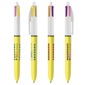 Stylo BIC® 4 Couleurs Publicitaire | Sun | KelCom Blanc Jaune 8