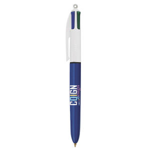 Stylo BIC® 4 Couleurs Publicitaire | Stylo Personnalisé | KelCom Blanc Bleu marine 4