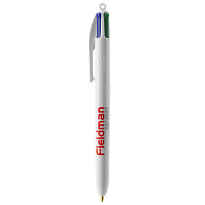 Stylo BIC® publicitaire | 4 couleurs bille avec tour de cou | KelCom Blanc Blanc 3